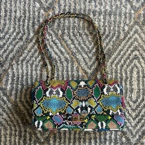 Fashion Nova Python Print Multicolor Patterned Chain Strap Bag NWOT